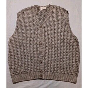 TRICOTS ST RAPHAEL Mens Sweater Vest Large Vintage Cotton Knit USA Made 90s